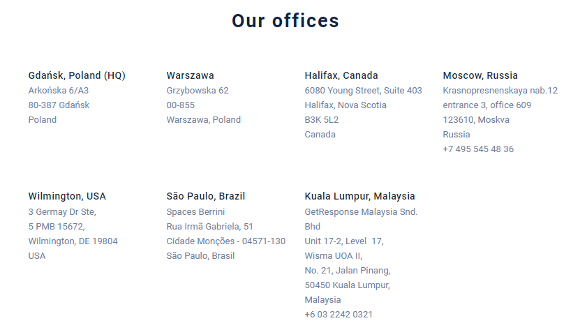 our offices getresponse